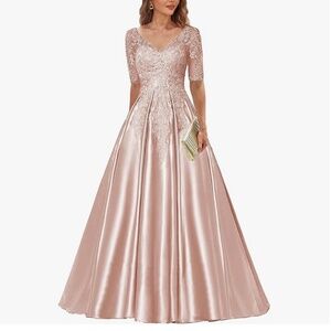 Lace Satin Formal Evening Gown